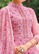 Pink Color Printed Dress Material